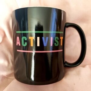 NEW Room Essentials Stoneware Coffe Tea Mug "Activist" Goal Rights Action Doing